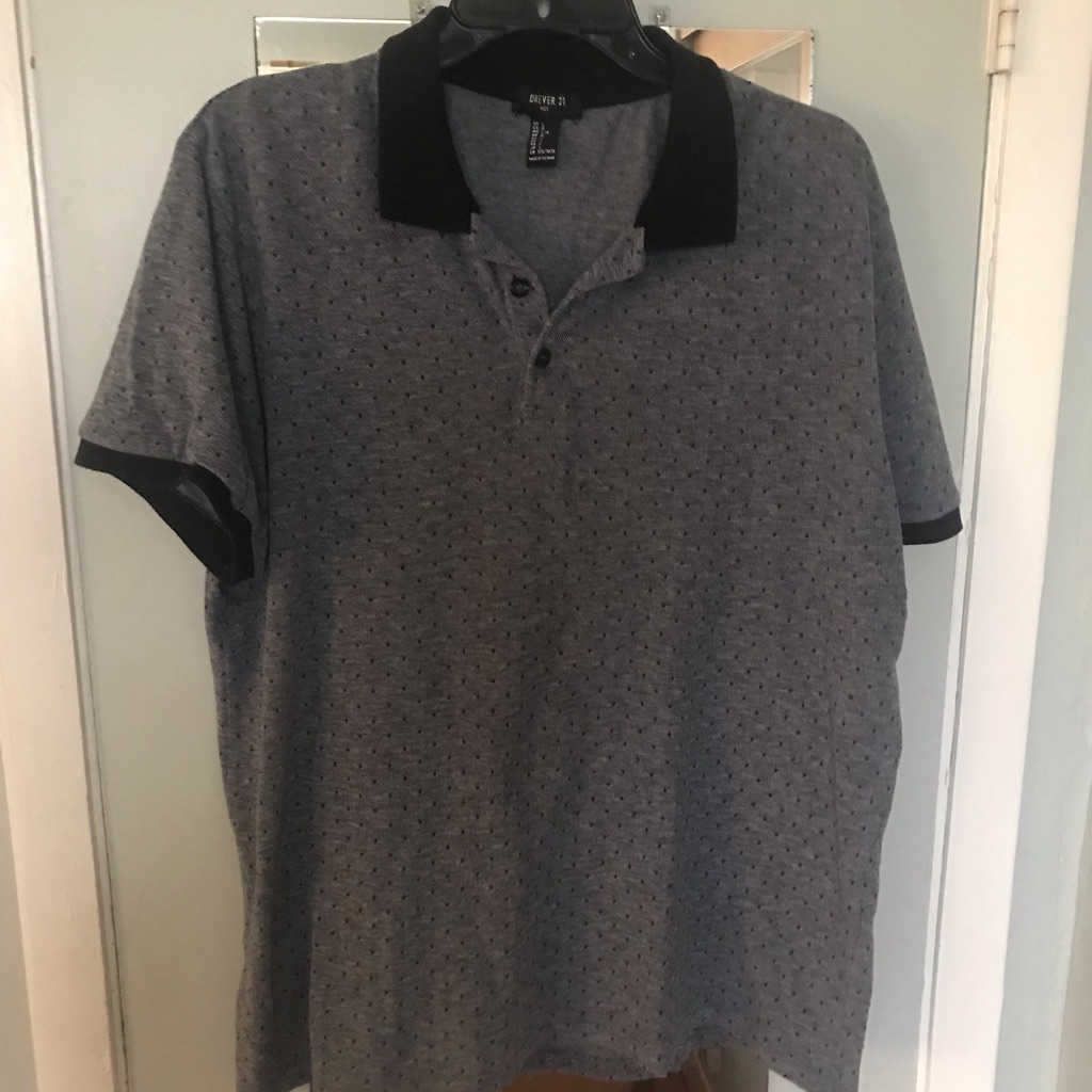 Navy Dot Crew Neck Polo, L